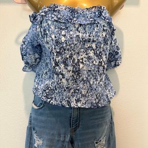 Express floral stretch crop top XL NWT